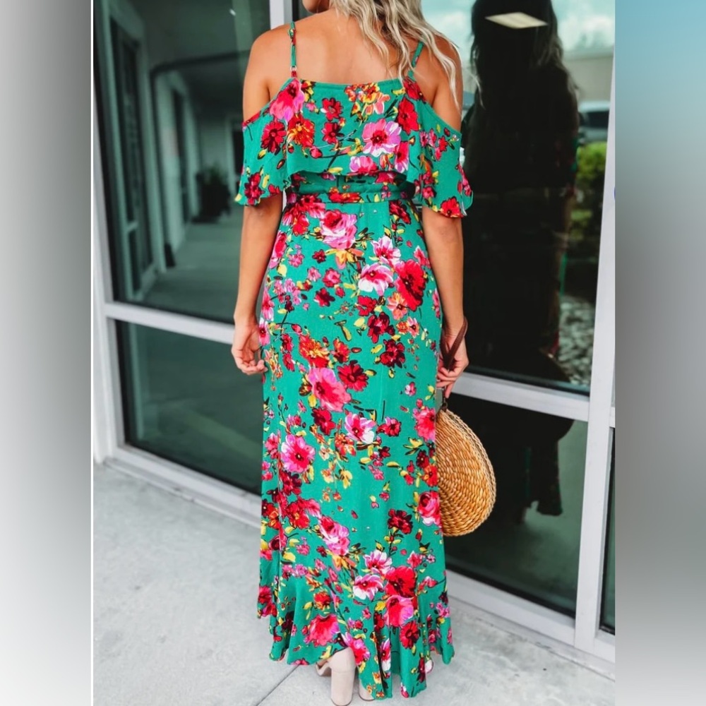 Colorful Roses Wrap Dress - Picture 3 of 8